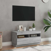 tv-bord med LED-lys 80x35x40 cm grå sonoma-eg