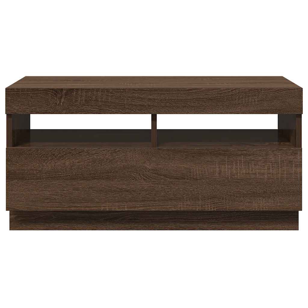 tv-bord med LED-lys 80x35x40 cm brun eg