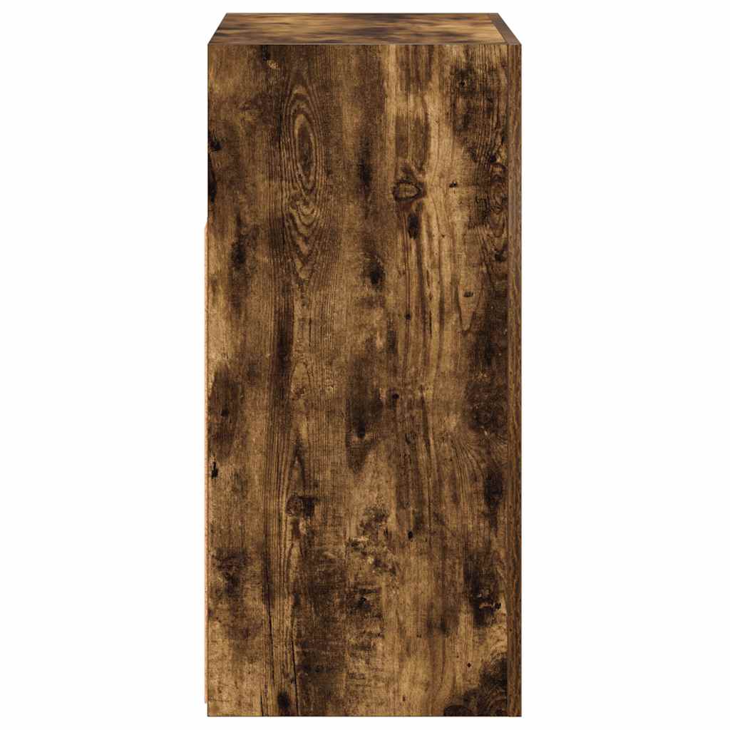 skænk med LED-lys 80x35x75 cm røget eg