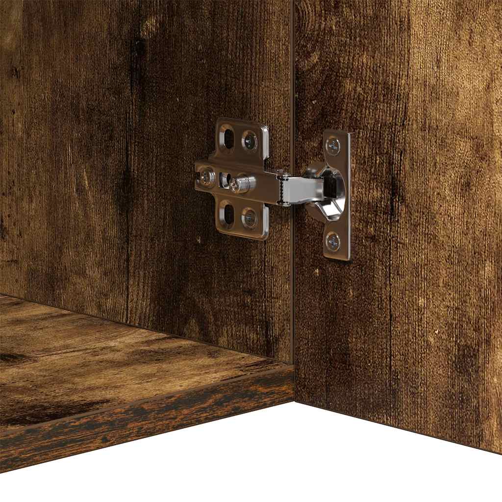 skænk med LED-lys 80x35x75 cm røget eg