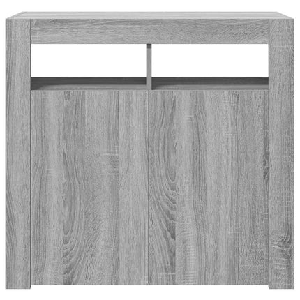 skænk med LED-lys 80x35x75 cm grå sonoma-eg
