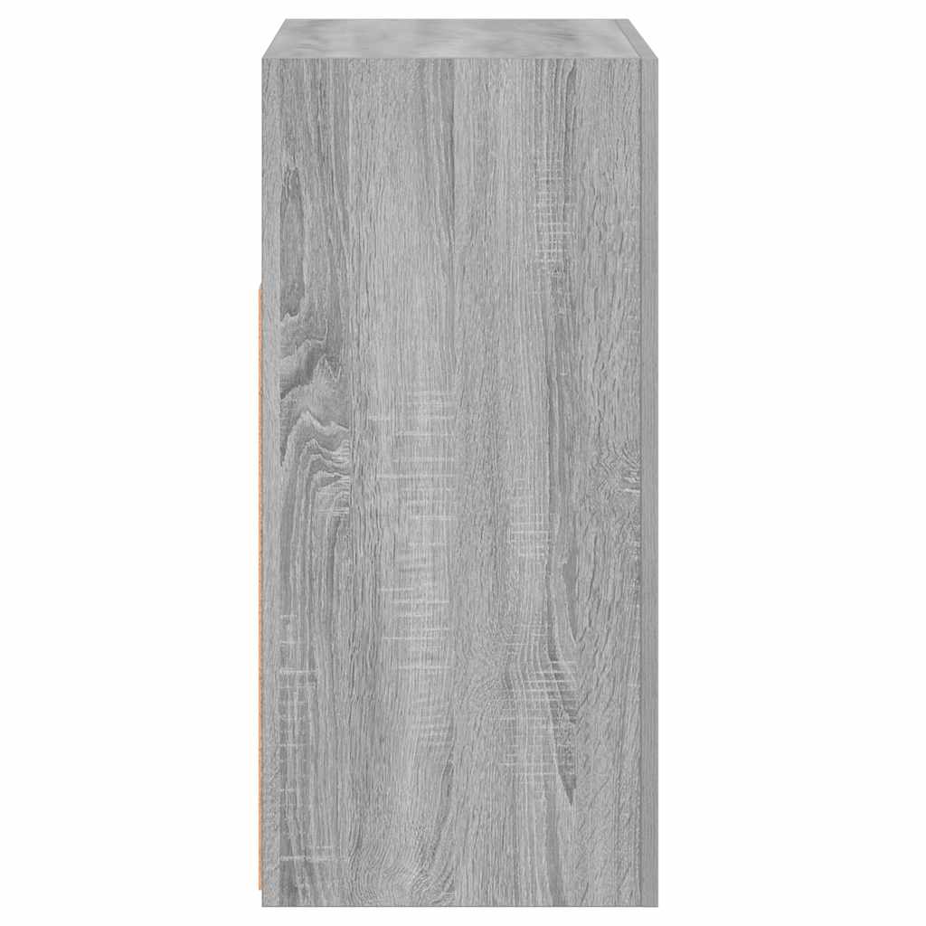 skænk med LED-lys 80x35x75 cm grå sonoma-eg