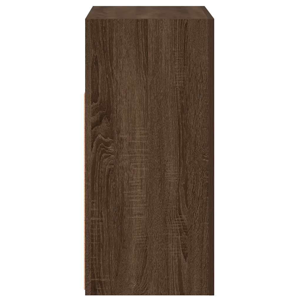 skænk med LED-lys 80x35x75 cm brun eg