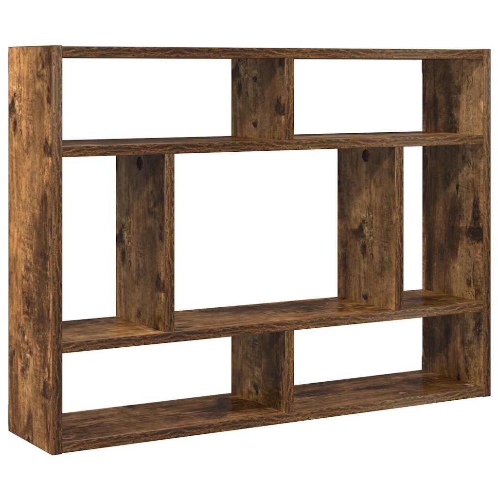 væghylde 75x16x55 cm konstrueret træ røget egetræsfinish