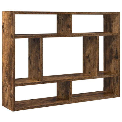 væghylde 75x16x55 cm konstrueret træ røget egetræsfinish