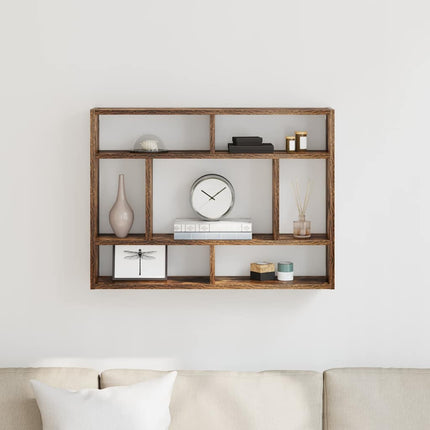 væghylde 75x16x55 cm konstrueret træ røget egetræsfinish