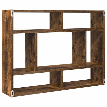 væghylde 75x16x55 cm konstrueret træ røget egetræsfinish