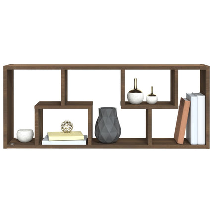 væghylde 36x16x90 cm konstrueret træ brun egetræsfarve