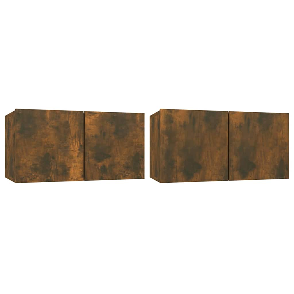 tv-skabe 2 stk. 60x30x30 cm konstrueret træ røget egetræ