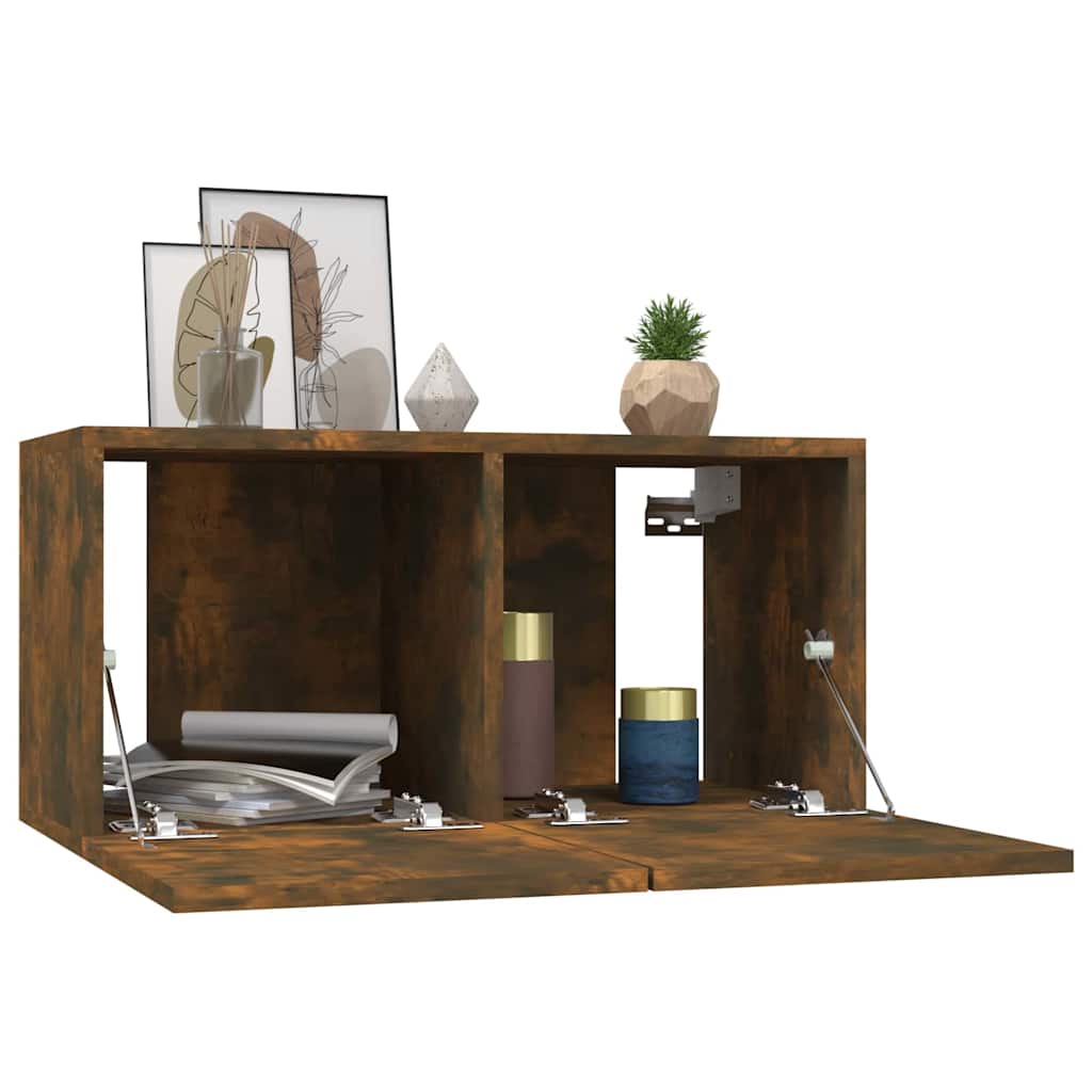 tv-skabe 2 stk. 60x30x30 cm konstrueret træ røget egetræ