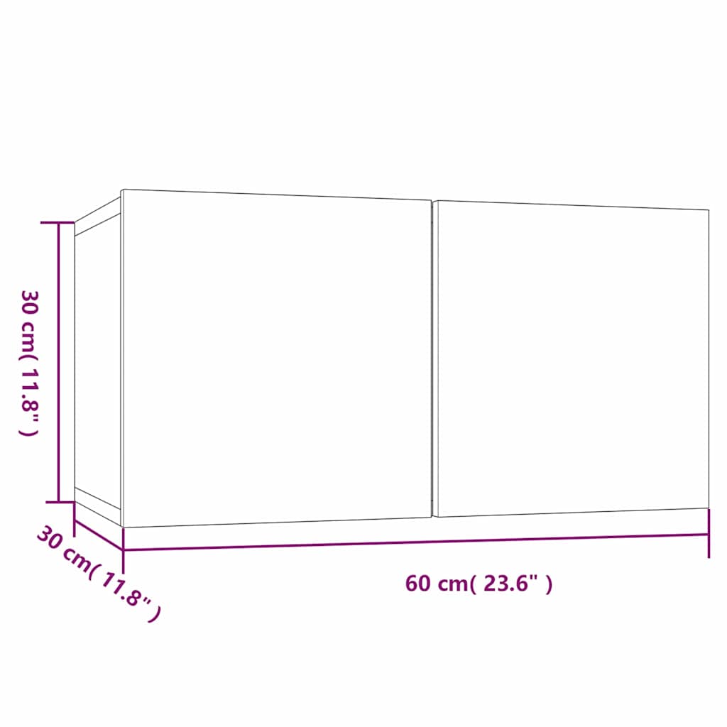 tv-skabe 2 stk. 60x30x30 cm konstrueret træ røget egetræ
