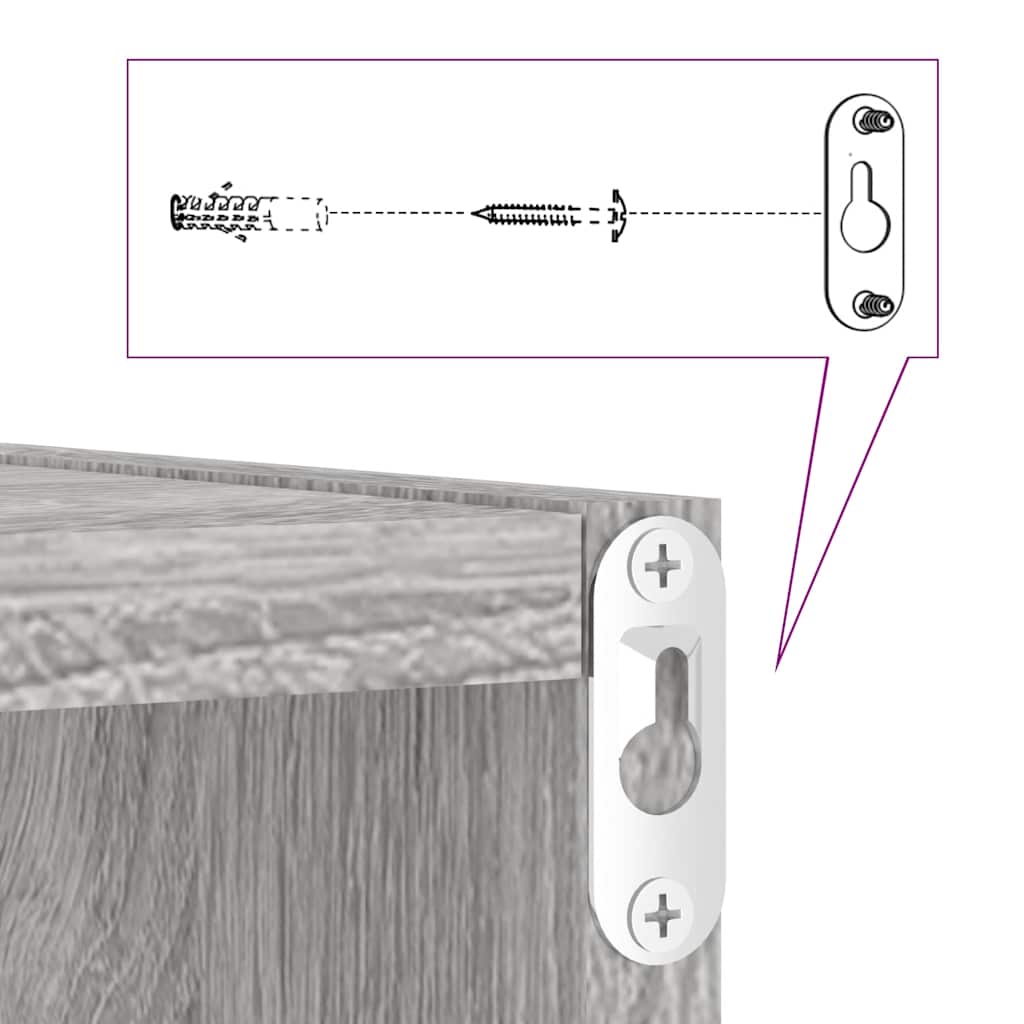 væghylder 6 stk. 30x15x30 cm kubeformet grå sonoma-eg