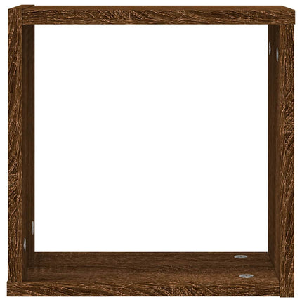 væghylder 2 stk. 30x15x30 cm kubeformet brun egetræsfarve