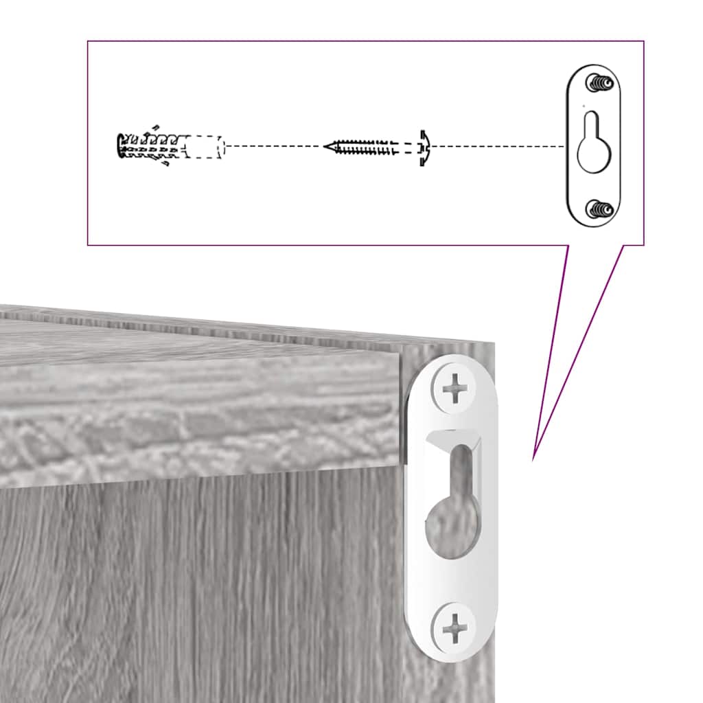 Væghylder 4 pcs Grå 26 x 15 x 26 cm Konstrueret træ