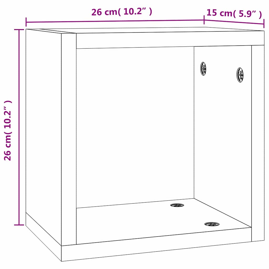 Væghylder 4 pcs Grå 26 x 15 x 26 cm Konstrueret træ