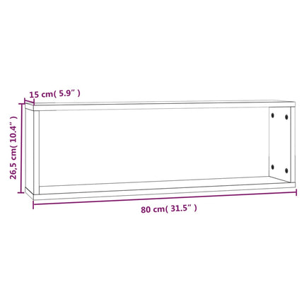 væghylder 4 stk. 80x15x26,5 cm konstrueret træ brunt egetræ