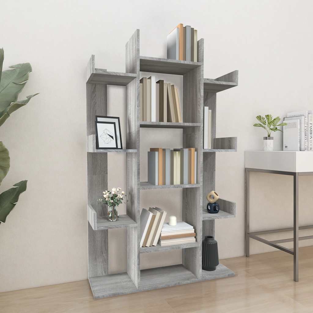 bogreol 86x25,5x140 cm konstrueret træ grå sonoma-eg billede