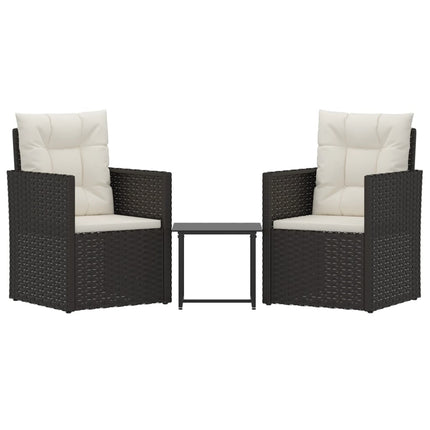 udendørs loungesæt 3 dele med hynder polyrattan sort