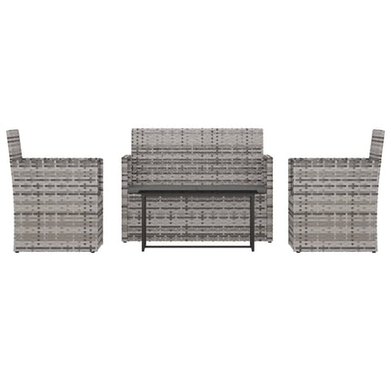 udendørs loungesæt 4 dele med hynder polyrattan grå