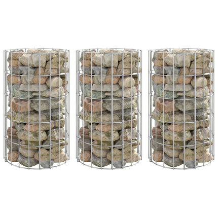 rundt gabion-havebede 3 stk. Ø30x50 cm galvaniseret stål