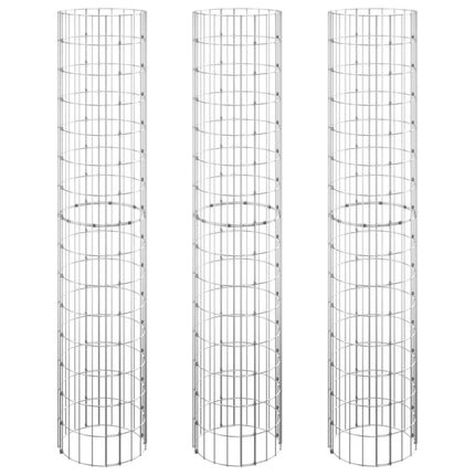 rundt gabion-havebede 3 stk. Ø30x150 cm galvaniseret stål