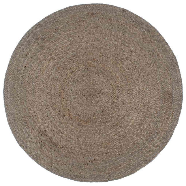håndlavet gulvtæppe 240 cm rundt jute grå