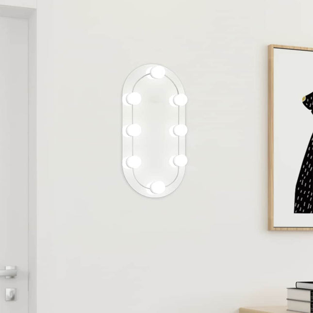 spejl med LED-lamper 40x20 cm oval glas