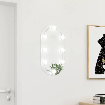 spejl med LED-lamper 60x30 cm oval glas