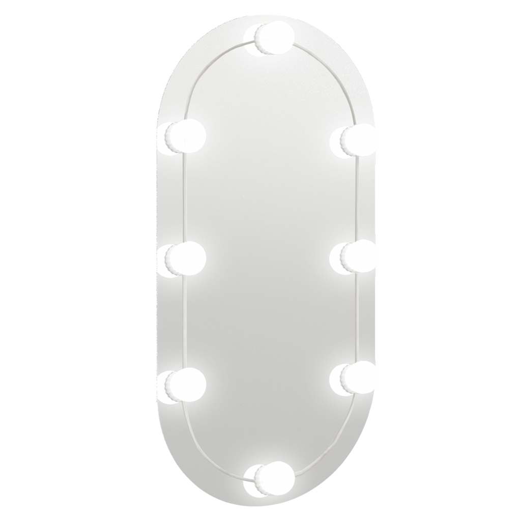 spejl med LED-lamper 80x40 cm oval glas