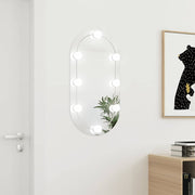 spejl med LED-lamper 80x40 cm oval glas