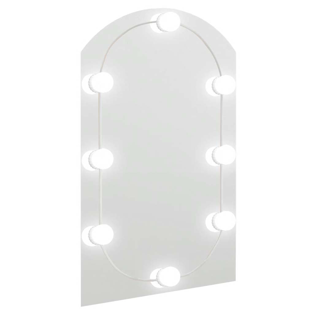 spejl med LED-lamper 60x40 cm buet glas