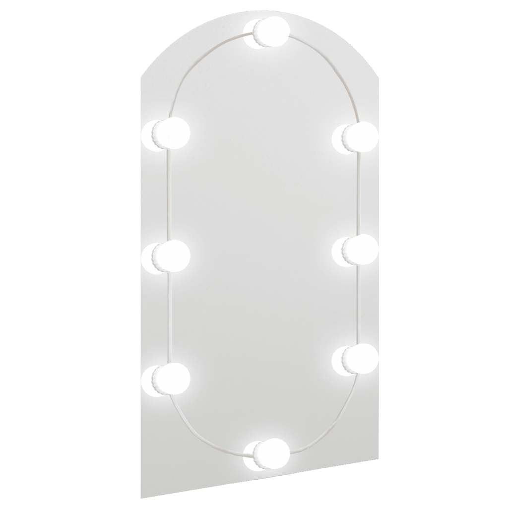 spejl med LED-lamper 70x40 cm buet glas