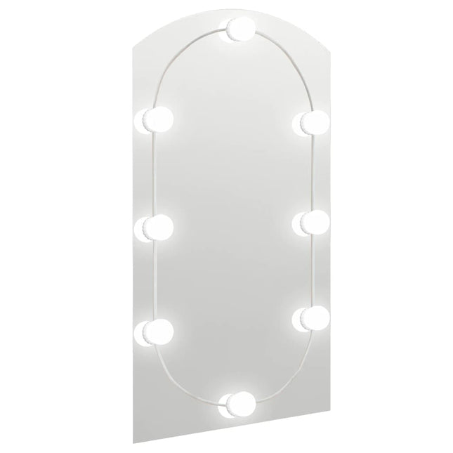 spejl med LED-lamper 90x45 cm buet glas