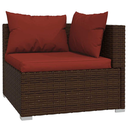 loungesæt til haven 5 dele med hynder polyrattan brun