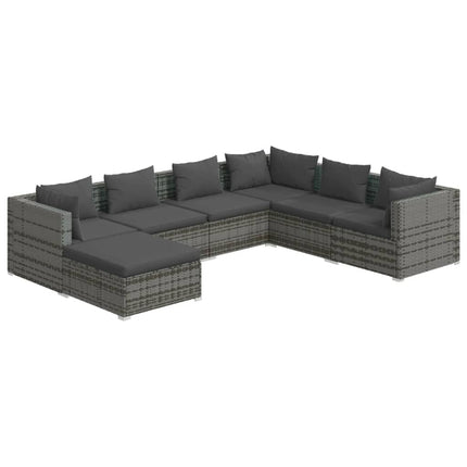 loungesæt til haven 7 dele med hynder polyrattan grå