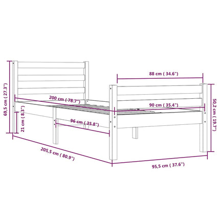 sengeramme 90x200 cm massivt træ