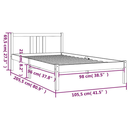 sengeramme 100x200 cm massivt træ sort