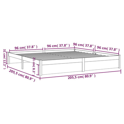 sengeramme 200x200 cm massivt træ gyldenbrun