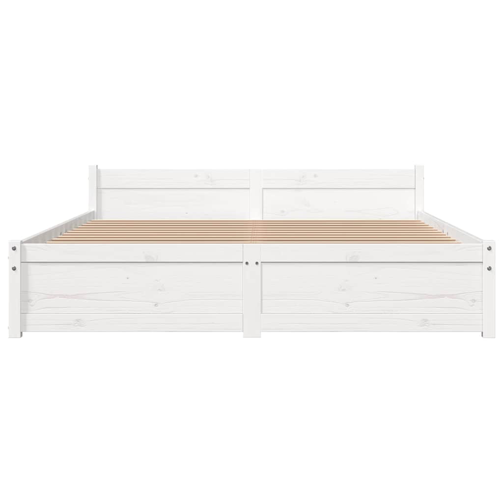 sengeramme 135x190 cm dobbelt massivt fyrretræ hvid
