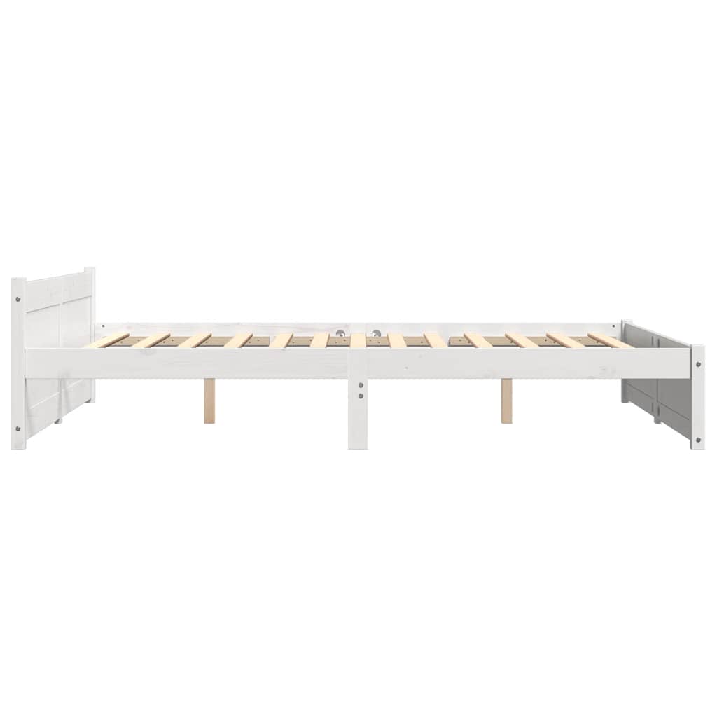 sengeramme 135x190 cm dobbelt massivt fyrretræ hvid
