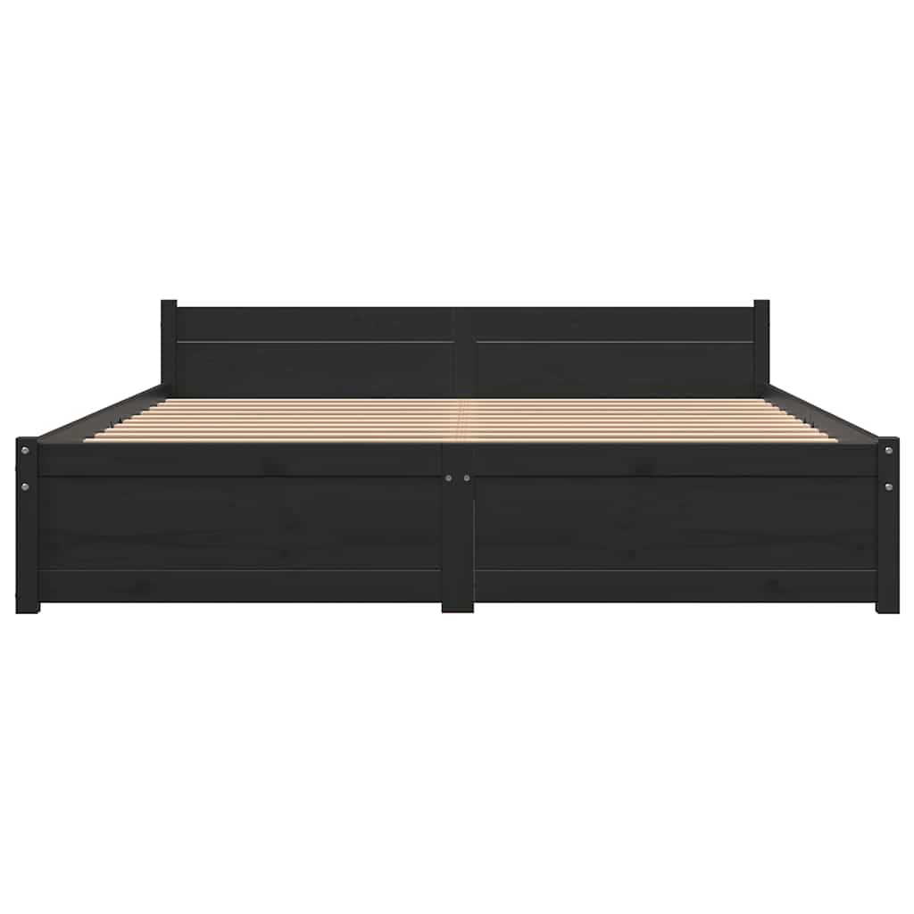 sengeramme 135x190 cm Double massivt fyrretræ sort