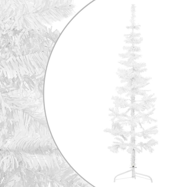 kunstigt halvt juletræ med juletræsfod 120 cm smalt hvid