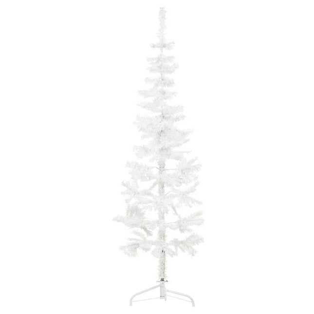 kunstigt halvt juletræ med juletræsfod 150 cm smalt hvid