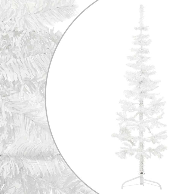 kunstigt halvt juletræ med juletræsfod 150 cm smalt hvid