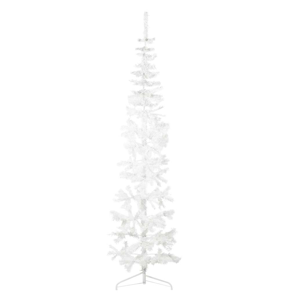 kunstigt halvt juletræ med juletræsfod 210 cm smalt hvid