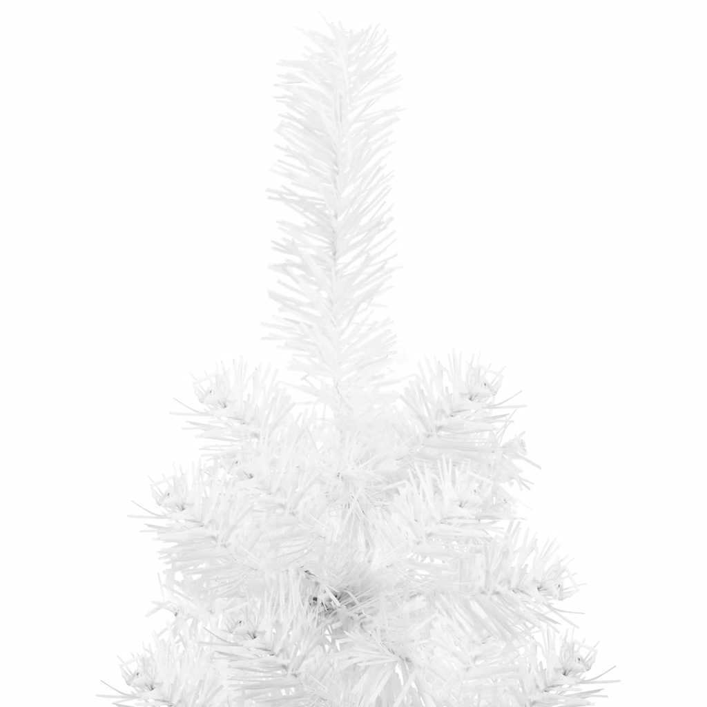 kunstigt halvt juletræ med juletræsfod 210 cm smalt hvid