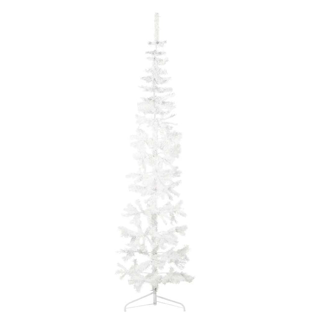 kunstigt halvt juletræ med juletræsfod 240 cm smalt hvid