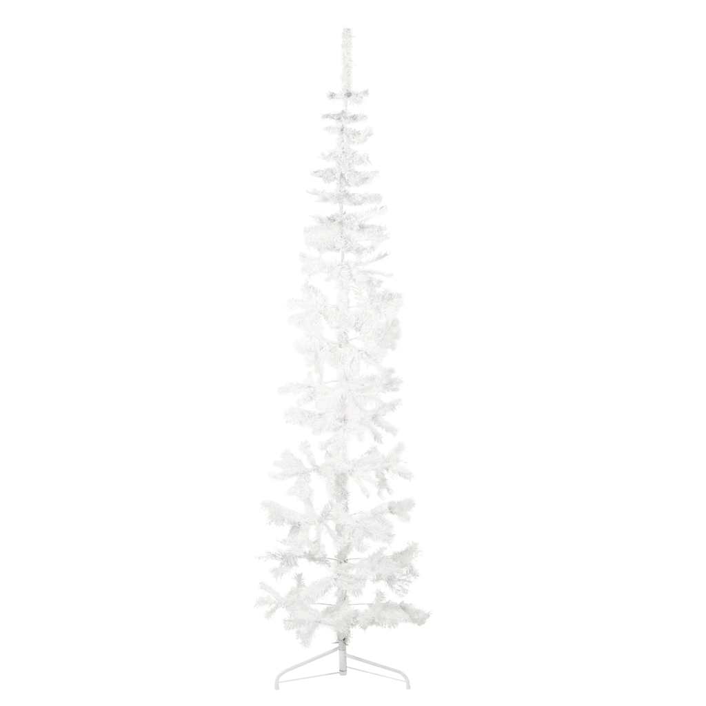 kunstigt halvt juletræ med juletræsfod 240 cm smalt hvid