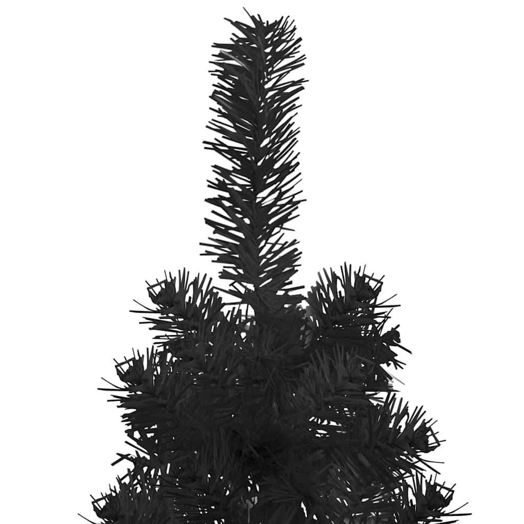 kunstigt halvt juletræ med juletræsfod 210 cm smalt sort