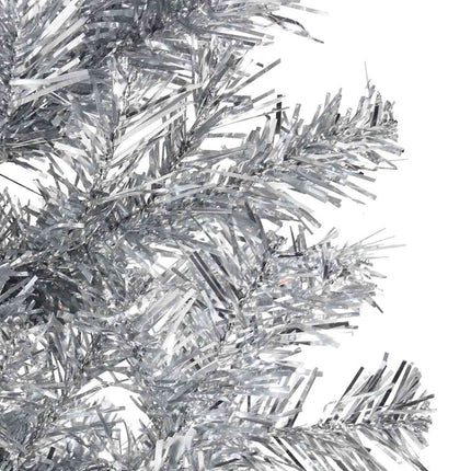 kunstigt halvt juletræ med juletræsfod 150 cm smalt sølvfarvet